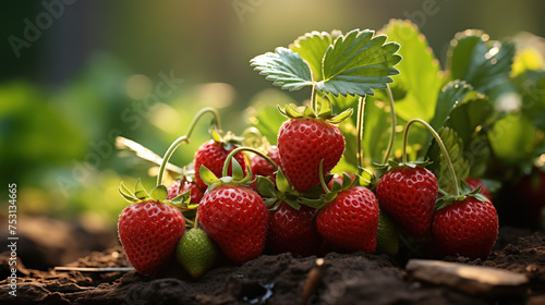 strawberries growing in the garden