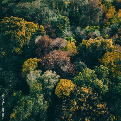 Aerial view of a greenery forest © Floare
