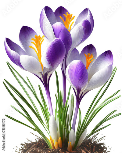 Spring crocus flowers isolated on white background. © Mariusz Blach