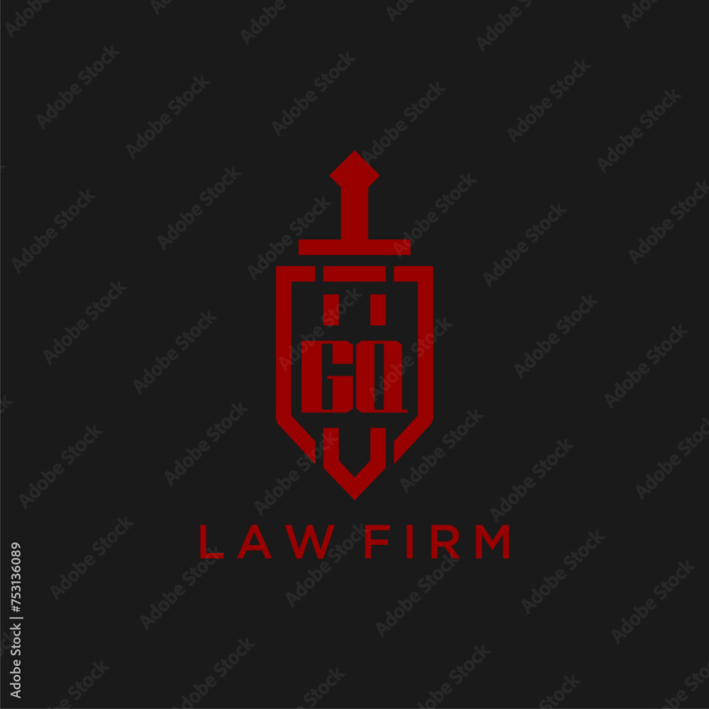 GQ initial monogram for law firm with sword and shield logo image
