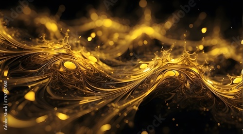 beautiful background with gem and gold textures, vivid gold paint splash with drops and waves, abstract modern wallpaper