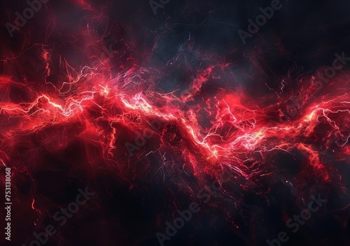 a red glow with red lightning and black background  in the style of fractalpunk  electric 
