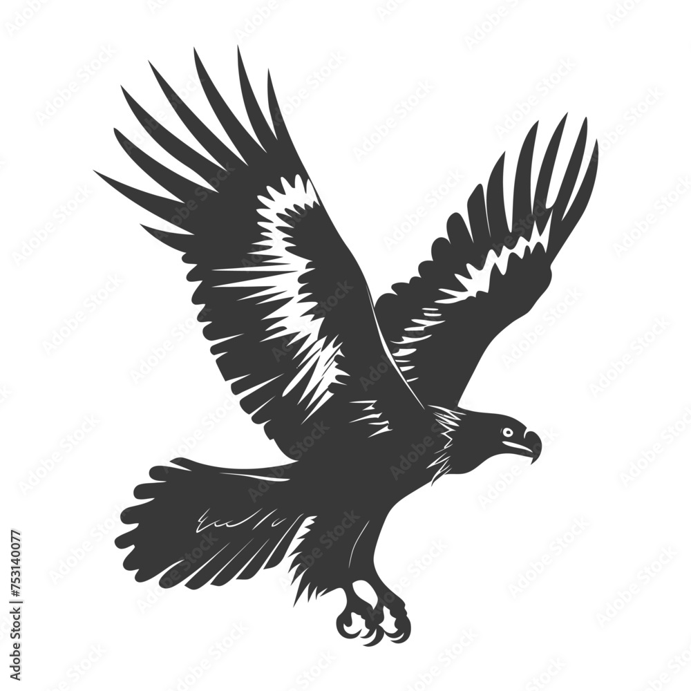 Silhouette eagle animal fly black color only full body