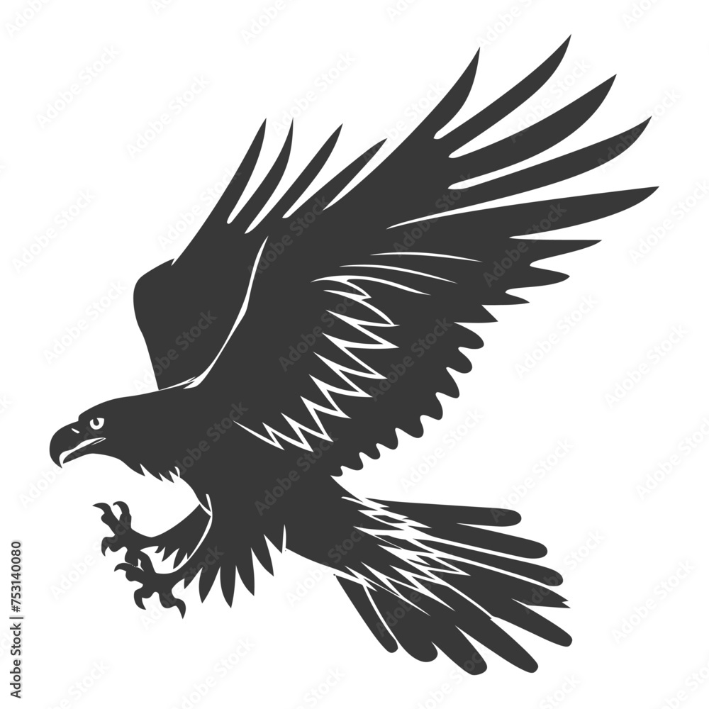 Obraz premium Silhouette eagle animal fly black color only full body