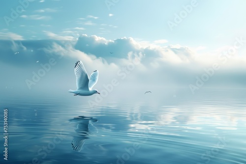 Tranquility and Peace Concept Blue Background