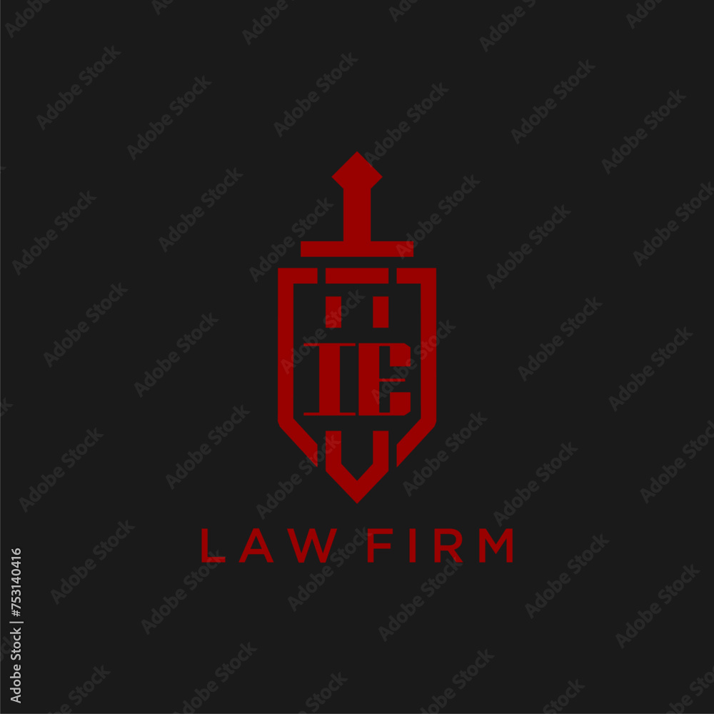 IE initial monogram for law firm with sword and shield logo image IE initial monogram for law firm with sword and shield logo image