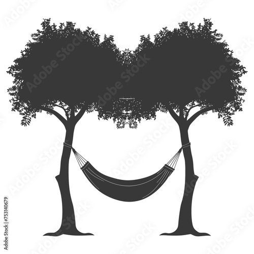 Silhouette hammock install in two tree black coloronly