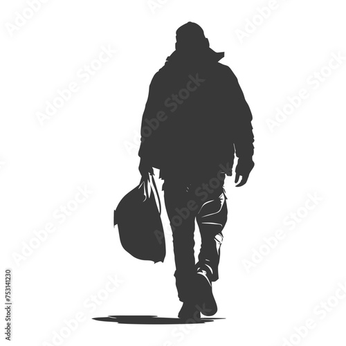 Silhouette homeless black color only full body
