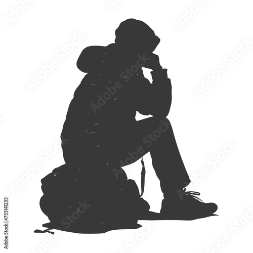Silhouette homeless black color only full body