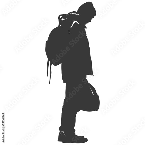 Silhouette homeless black color only full body