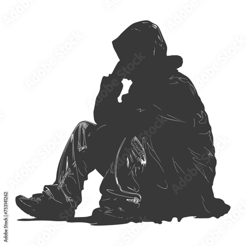 Silhouette homeless black color only full body