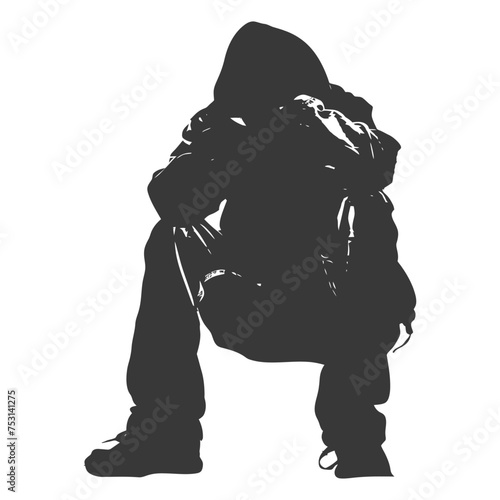 Silhouette homeless black color only full body