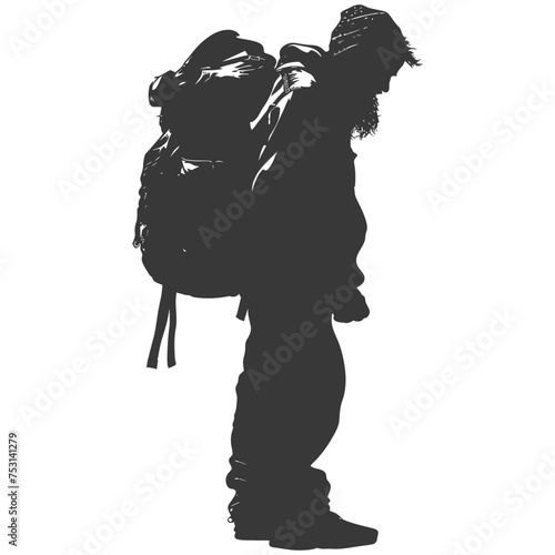 Silhouette homeless black color only full body