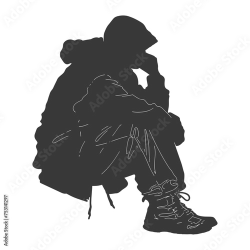 Silhouette homeless black color only full body