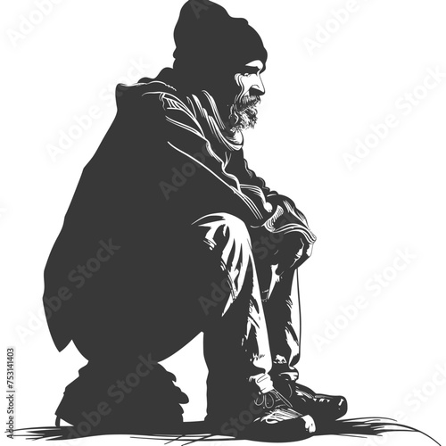 Silhouette homeless black color only full body