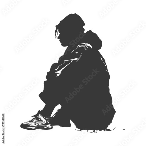 Silhouette homeless black color only full body