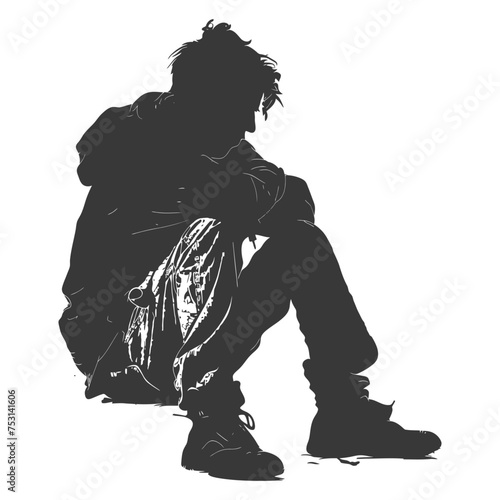 Silhouette homeless black color only full body