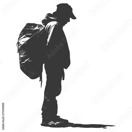 Silhouette homeless black color only full body