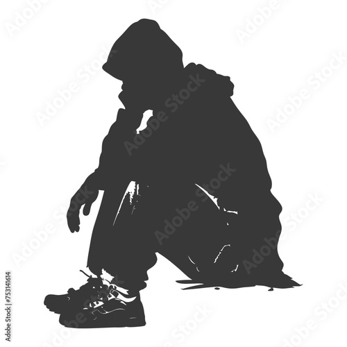 Silhouette homeless black color only full body
