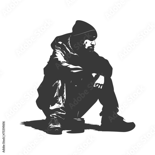 Silhouette homeless black color only full body