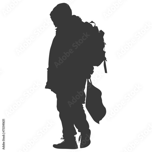 Silhouette homeless black color only full body