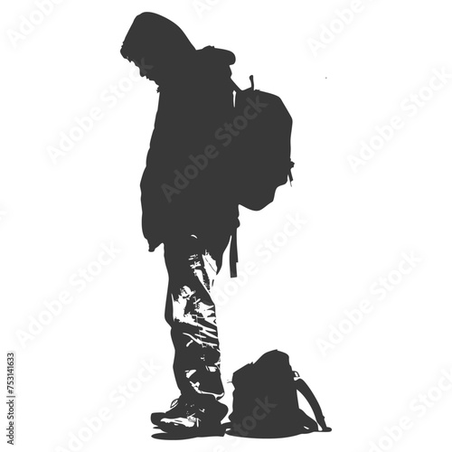 Silhouette homeless black color only full body