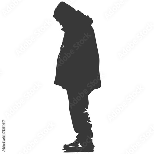 Silhouette homeless black color only full body