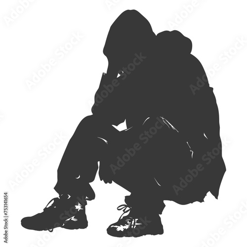 Silhouette homeless black color only full body