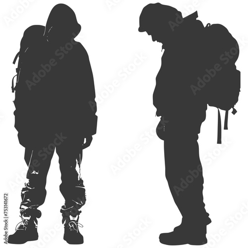 Silhouette homeless black color only full body