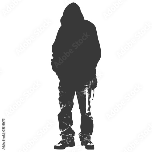 Silhouette homeless black color only full body