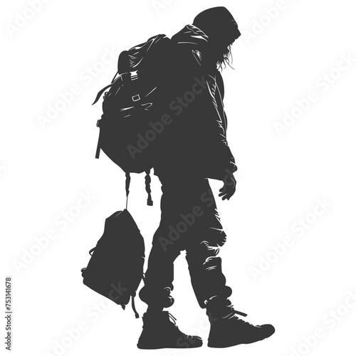 Silhouette homeless black color only full body