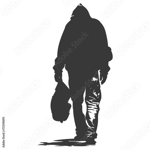 Silhouette homeless black color only full body