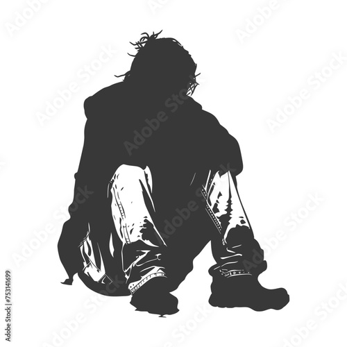 Silhouette homeless black color only full body
