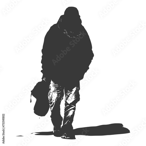 Silhouette homeless black color only full body