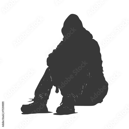 Silhouette homeless black color only full body