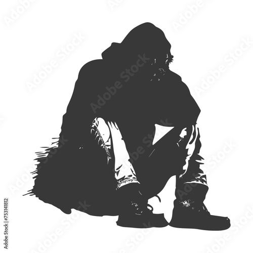 Silhouette homeless black color only full body