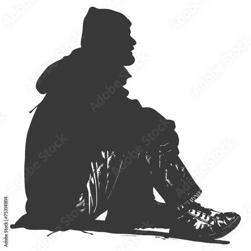 Silhouette homeless black color only full body