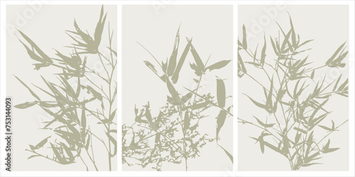 Home decor printable line art. Set of hand drawn vector brush-like paintings of flowers on backgrounds with brushstroke textures. Contemporary design for prints, posters, cards, textile