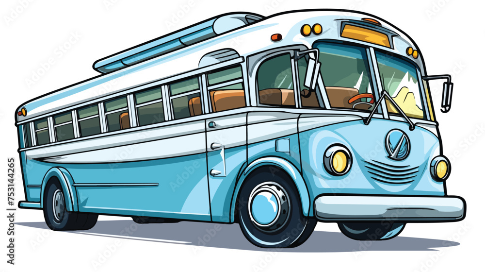 Art illustration of an electric bus freehand draw ca