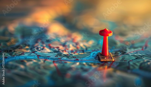 Travel Concpet , Red pushpin showing the location of a destination point on a map , Europe Map pins travel for your planning trip , map of a tourist. AI generated illustration photo