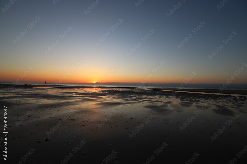 Belgian coastline, sunset