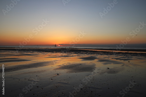 Belgian coastline, sunset
