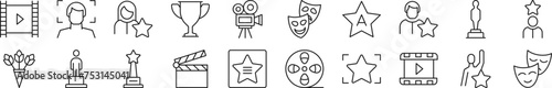 Set of line icons of actor. Editable stroke. Simple outline sign for web sites, newspapers, articles book