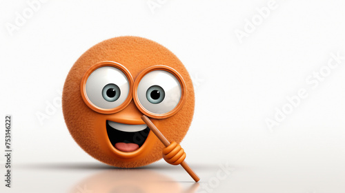 Cute cartoonish magnifying glass with big eyes and a happy expression, ready to search for clues and unravel mysteries against a bright white backdrop.