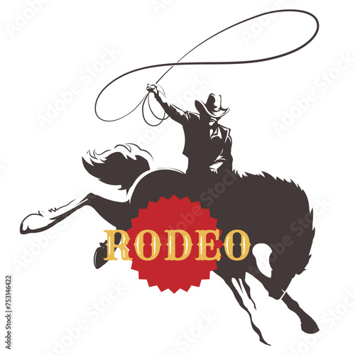 Cowboy Ride Bucking Horse Rodeo Emblem