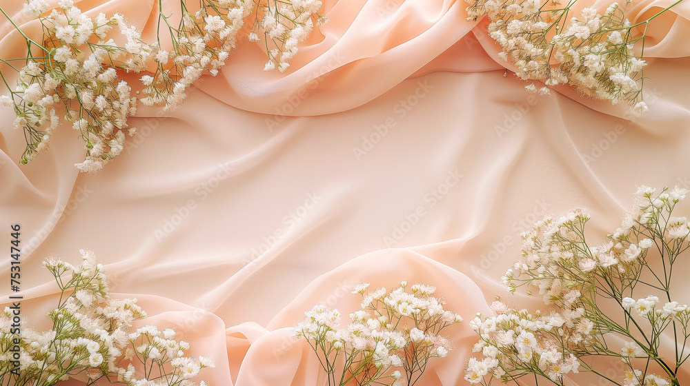 Floral frame of white delicate flowers on light background. Wedding concept. Place for text. Floral frame of white delicate flowers on light background. Wedding concept. Place for text.