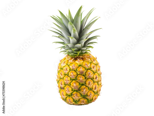 Cut and fresh pineapple. Whole pineapple with slice, piece and leaves.