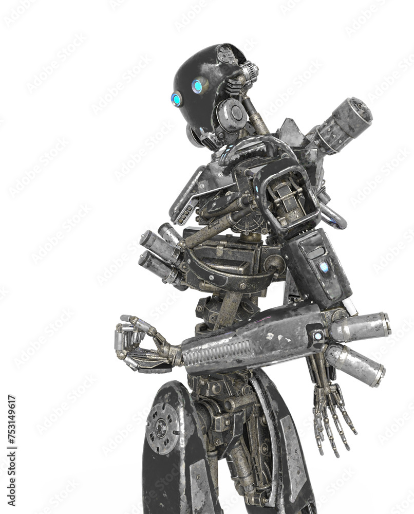 Fototapeta premium apocalypse cyborg is posing like a comic hero
