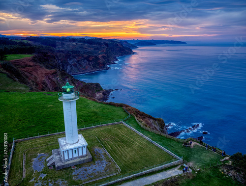 Landscape with the Lighthouse of Lastres, Asturias. photo