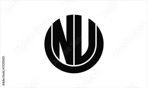 NU initial letter circle icon gaming logo design vector template. batman logo, sports logo, monogram, polygon, war game, symbol, playing logo, abstract, fighting, typography, icon, minimal, wings logo